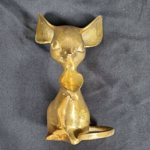 VTG Solid Brass Mouse Figurine | Mid Century Brass Animal Sculpture | Whimsical - Picture 11 of 15